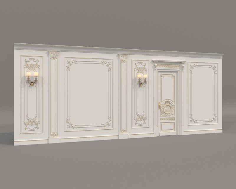 Wall Molding in Classic French style 49 Modello 3D .c4d .max .obj .3ds .fbx .stl .blend