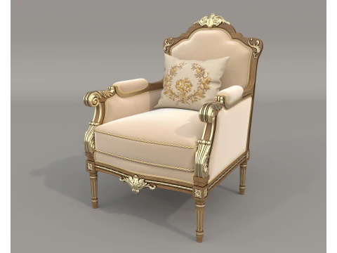 Classic European Style Sofa and Armchair Set 14 3D Model