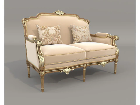 Classic European Style Sofa and Armchair Set 14 3D Model
