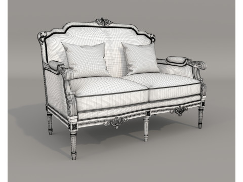 Classic European Style Sofa and Armchair Set 14 3D-Modell