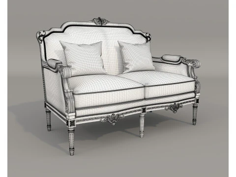 Classic European Style Sofa and Armchair Set 14 3D Model