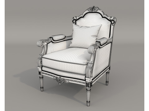 Classic European Style Sofa and Armchair Set 14 3D-Modell