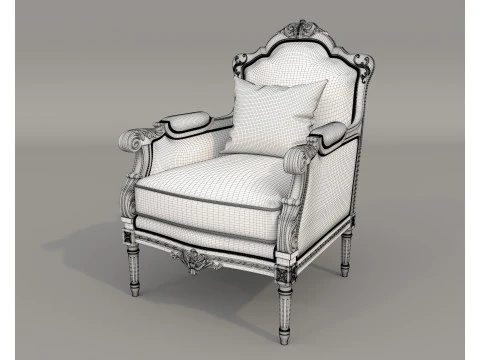 Classic European Style Sofa and Armchair Set 14 3D Model