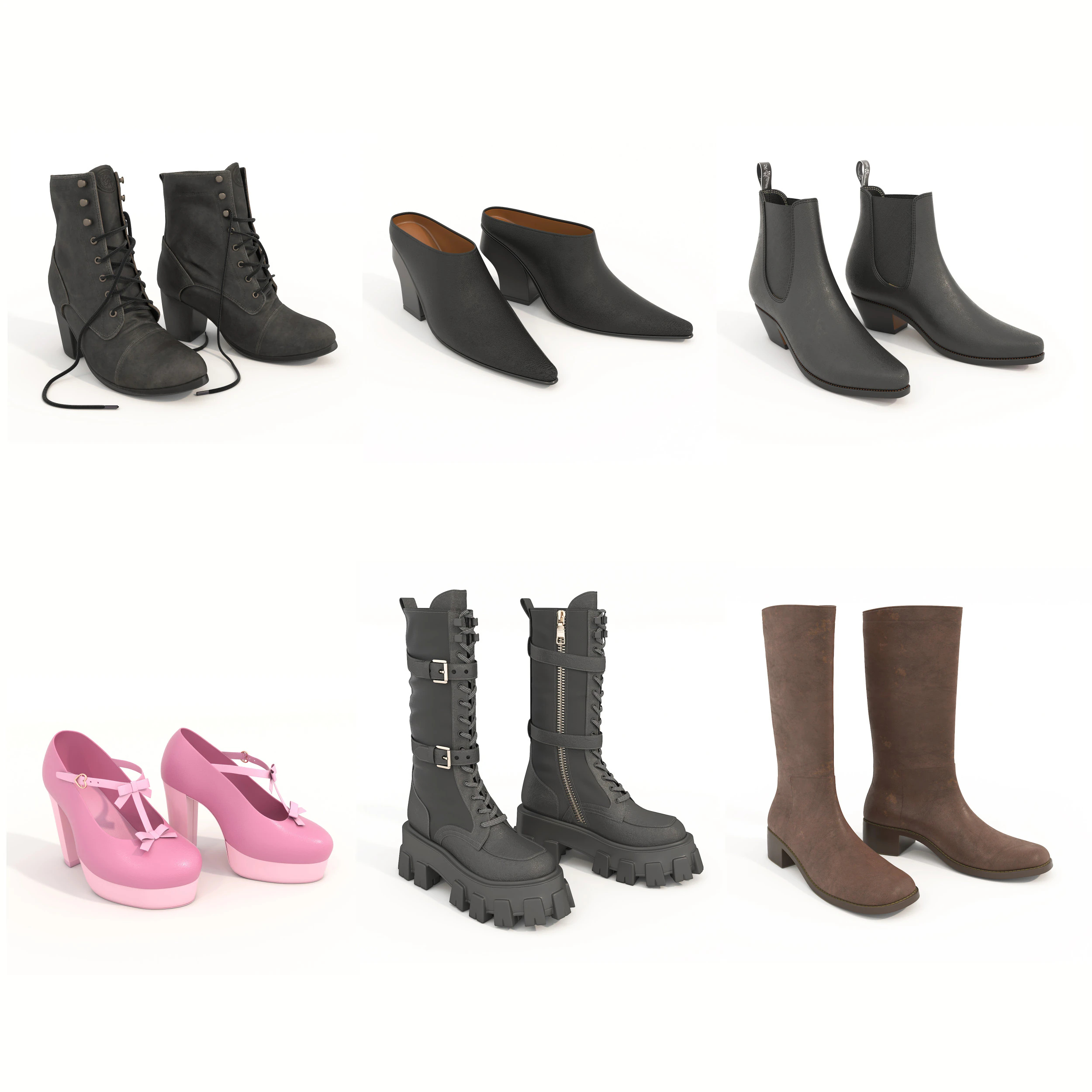Women Shoes Collection 8 3D Model .c4d .max .obj .3ds .fbx .stl .blend 