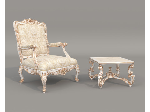 Classic European Style Coffee Table and Armchair 28 Modelo 3D