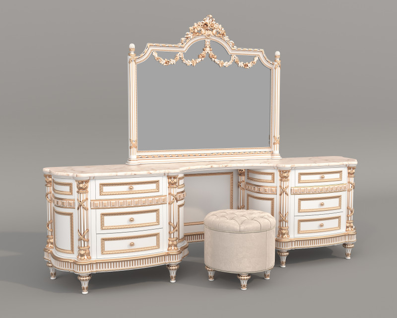 Classic European style Dressing Table 29 Modello 3D .c4d .max .obj .3ds .fbx .stl .blend