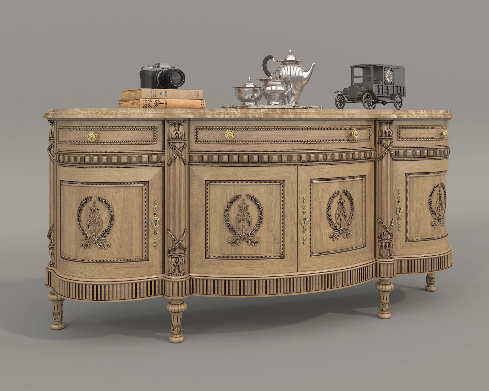 European Classic style Cabinet and Decoration 8 3D Model .c4d .max .obj .3ds .fbx .stl .blend 