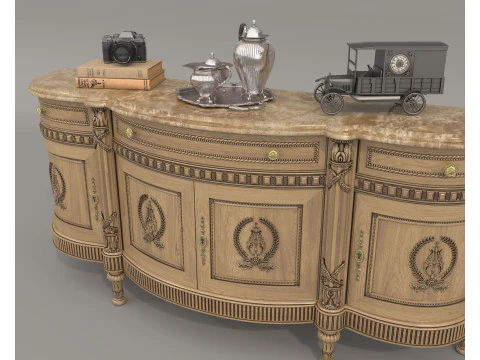 European Classic style Cabinet and Decoration 8 3D Model