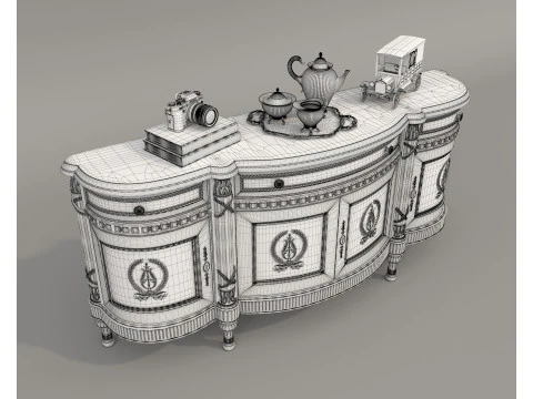 European Classic style Cabinet and Decoration 8 3D Model
