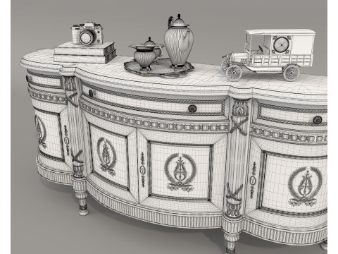 European Classic style Cabinet and Decoration 8 3D मॉडल