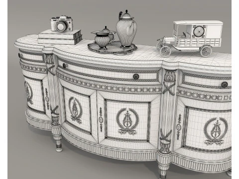 European Classic style Cabinet and Decoration 8 3D Model