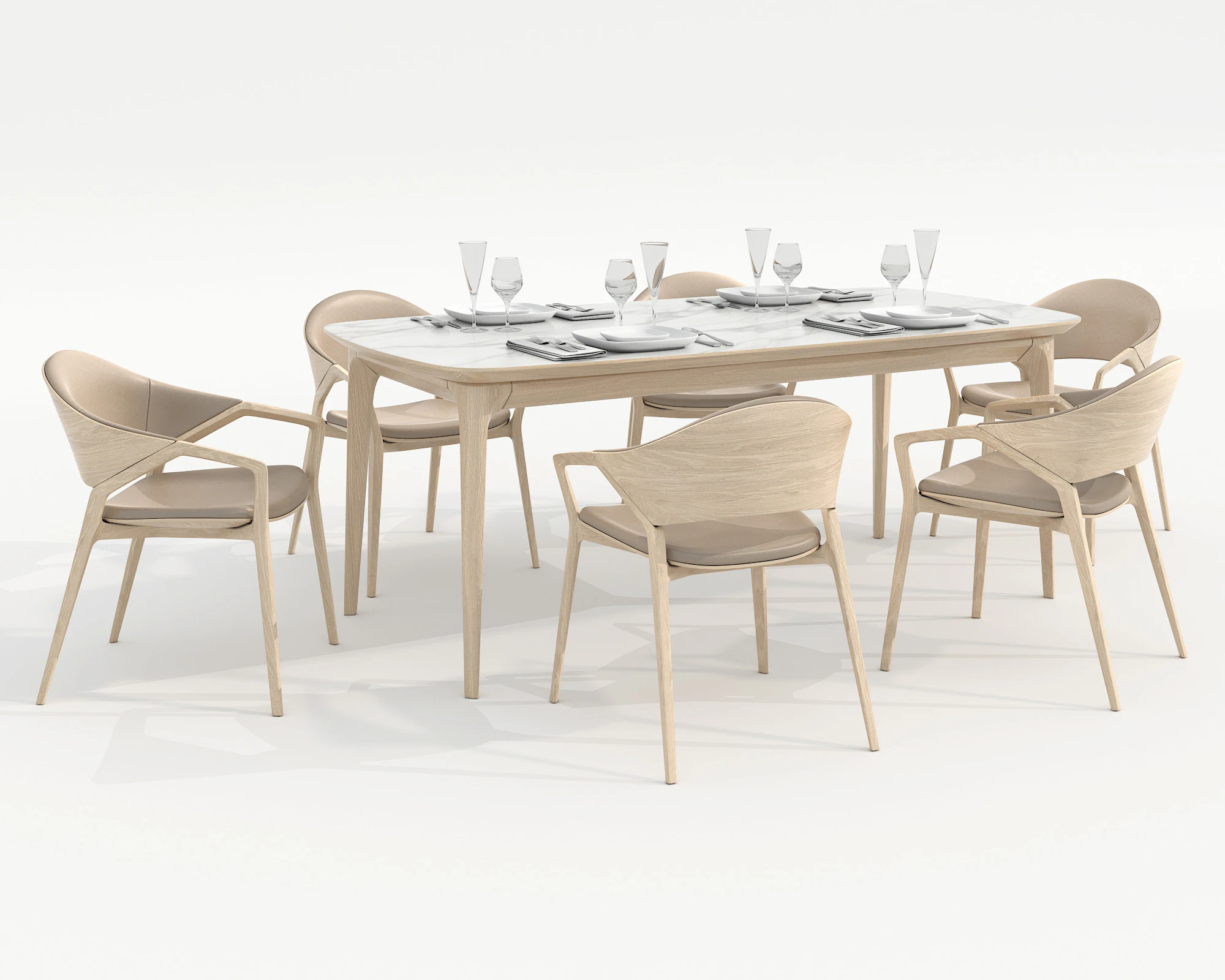 Tavolo e Sedie da Pranzo Moderni 42 Modello 3D .c4d .max .obj .3ds .fbx .stl .blend