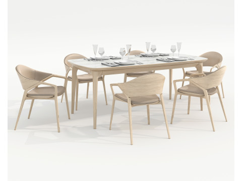 Modern Dining Table and Chairs 42 Modello 3D
