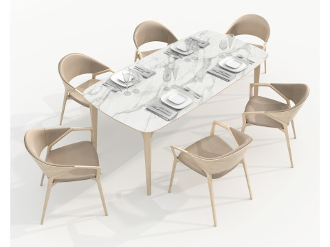Modern Dining Table and Chairs 42 3D Model