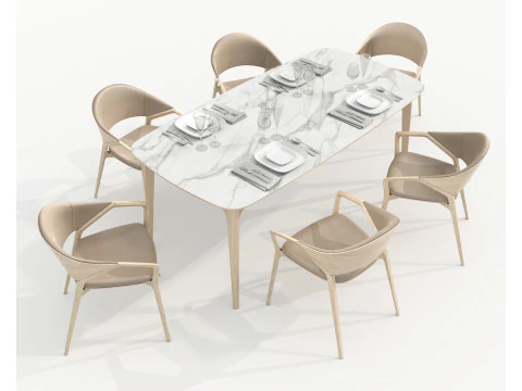 Tavolo e Sedie da Pranzo Moderni 42 Modello 3D