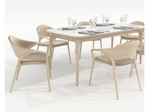 Modern Dining Table and Chairs 42 3D Model