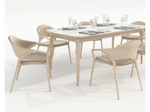 Tavolo e Sedie da Pranzo Moderni 42 Modello 3D