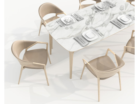 Modern Dining Table and Chairs 42 3D Model