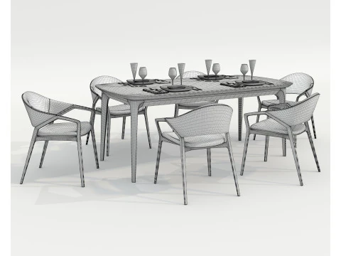 Tavolo e Sedie da Pranzo Moderni 42 Modello 3D