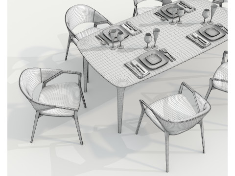 Modern Dining Table and Chairs 42 3D Model