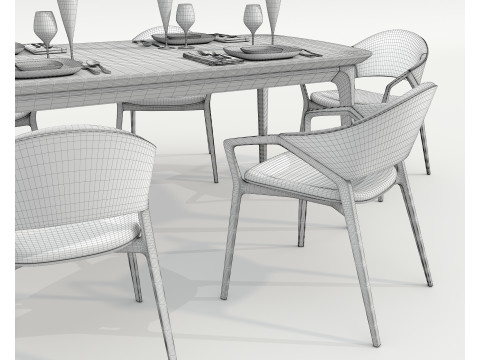 Modern Dining Table and Chairs 42 3D Model