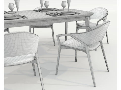 Tavolo e Sedie da Pranzo Moderni 42 Modello 3D