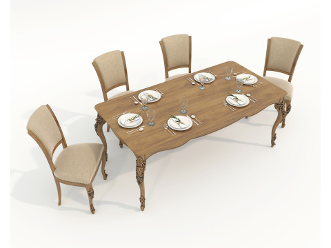 European style Dining Table and Chairs 15 Modelo 3D