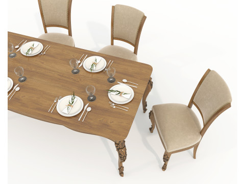 European style Dining Table and Chairs 15 Modelo 3D