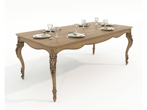 European style Dining Table and Chairs 15 Modelo 3D