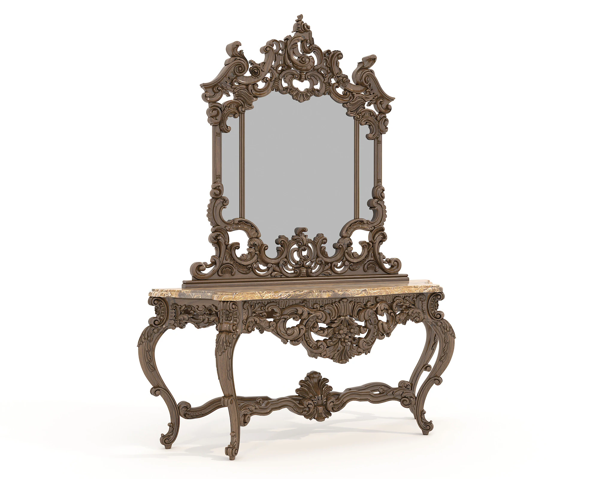 Classic European Style Console Table 3D Model .c4d .max .obj .3ds .fbx .stl .blend 