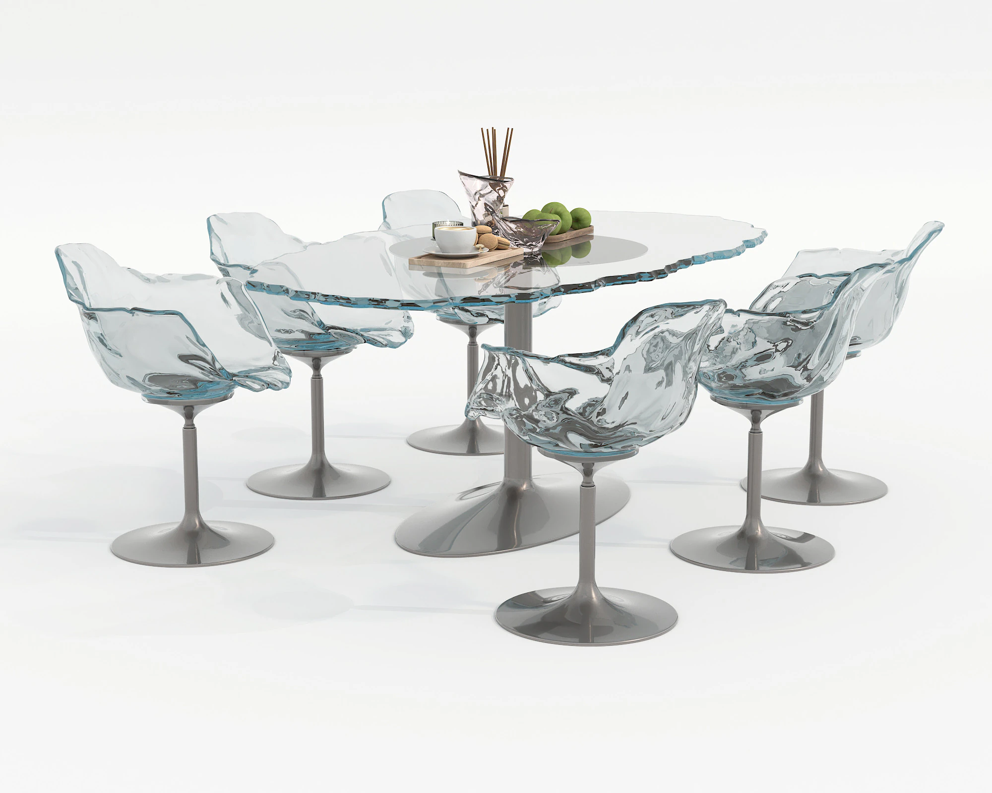 Modern Dining Table and Chairs 43 3D Model .c4d .max .obj .3ds .fbx .stl .blend