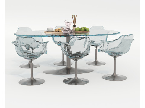 Modern Dining Table and Chairs 43 Modello 3D