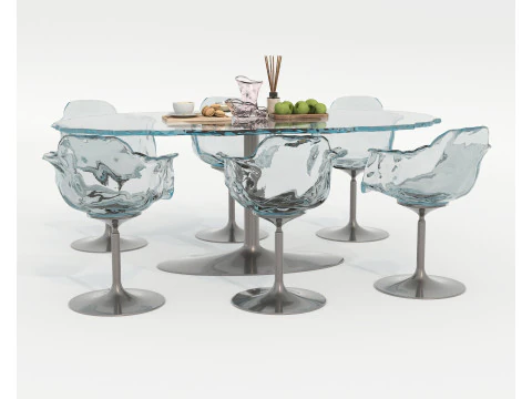 Modern Dining Table and Chairs 43 3D Model