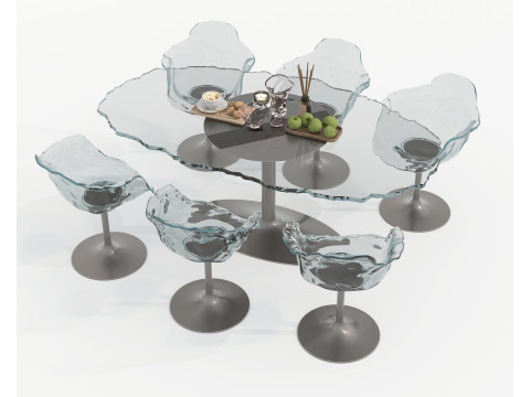 Modern Dining Table and Chairs 43 Modello 3D