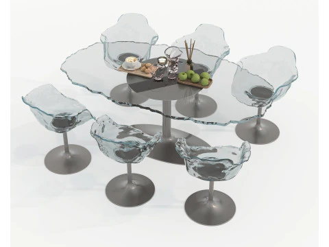 Modern Dining Table and Chairs 43 3D Model