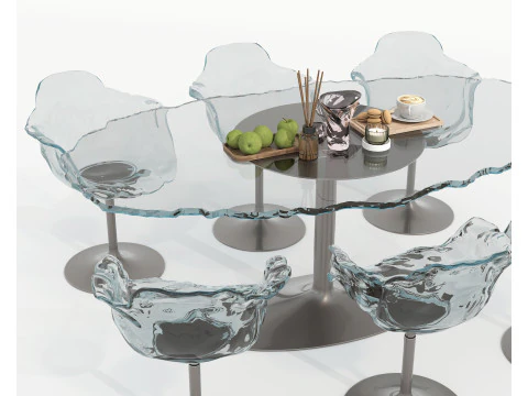 Modern Dining Table and Chairs 43 3D Model