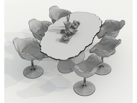 Modern Dining Table and Chairs 43 Modello 3D