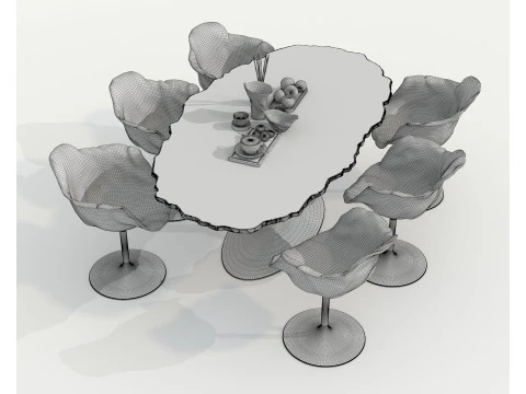 Modern Dining Table and Chairs 43 3D Model