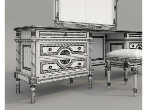 Classic European style Dressing Table 31 3D 模型