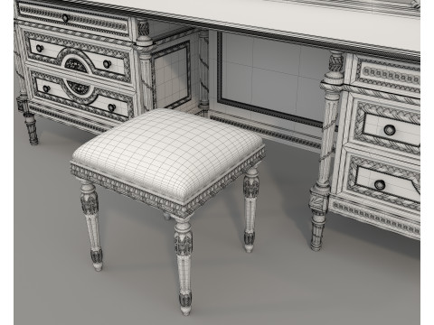 Classic European style Dressing Table 31 3D 模型