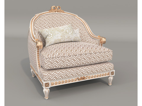 Classic European Style Coffee Table and Armchair 30 3D Model