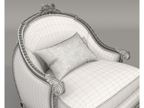 Classic European Style Coffee Table and Armchair 30 3D Model