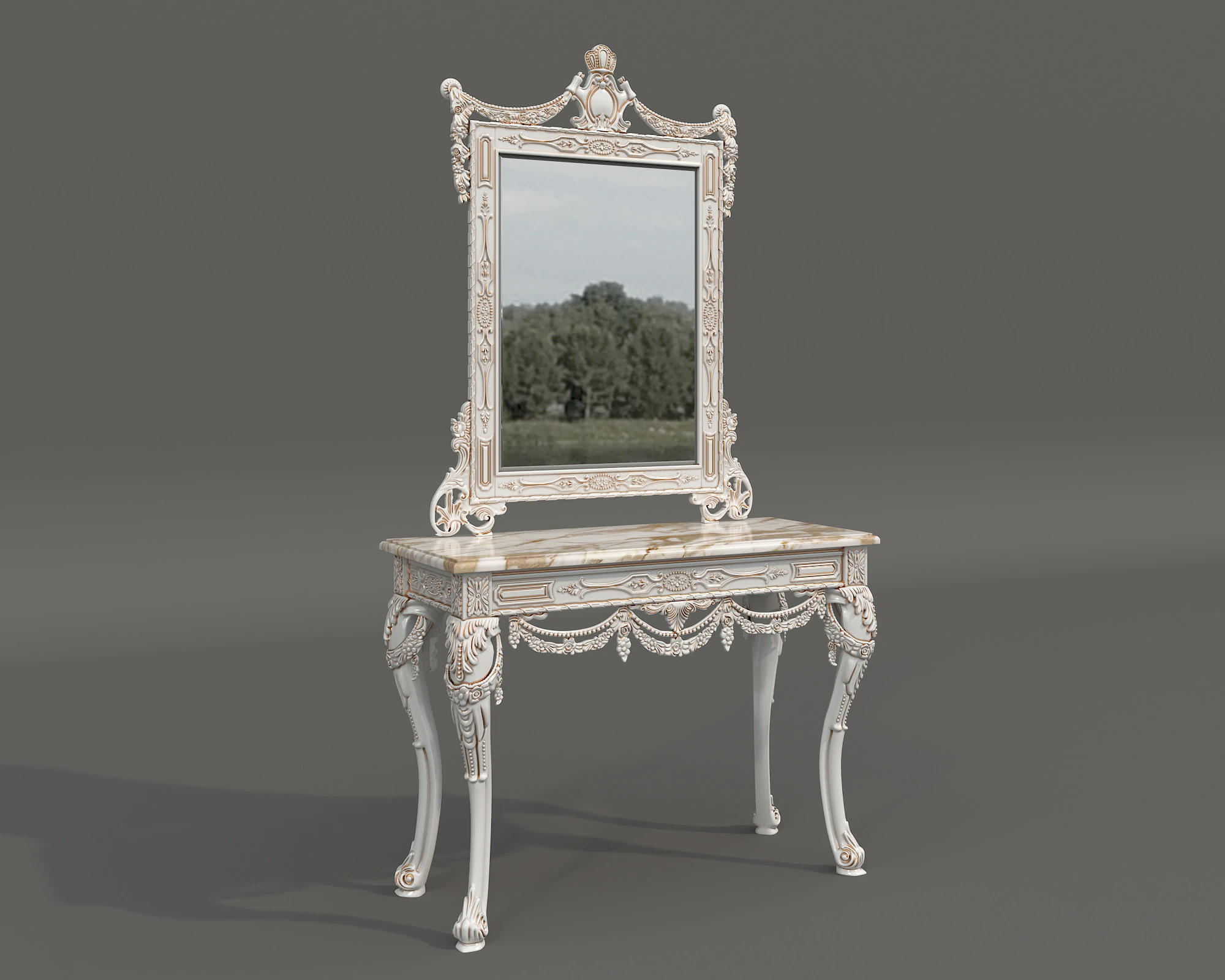 Classic European Style Console Table 3 3D Model .c4d .max .obj .3ds .fbx .stl .blend