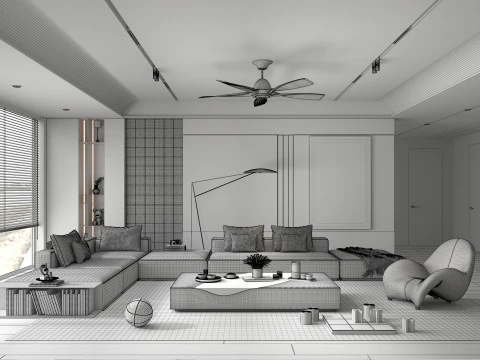 Living Room Scene 17 3D Model