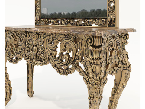 Classic European Style Console Table 5 Model 3D