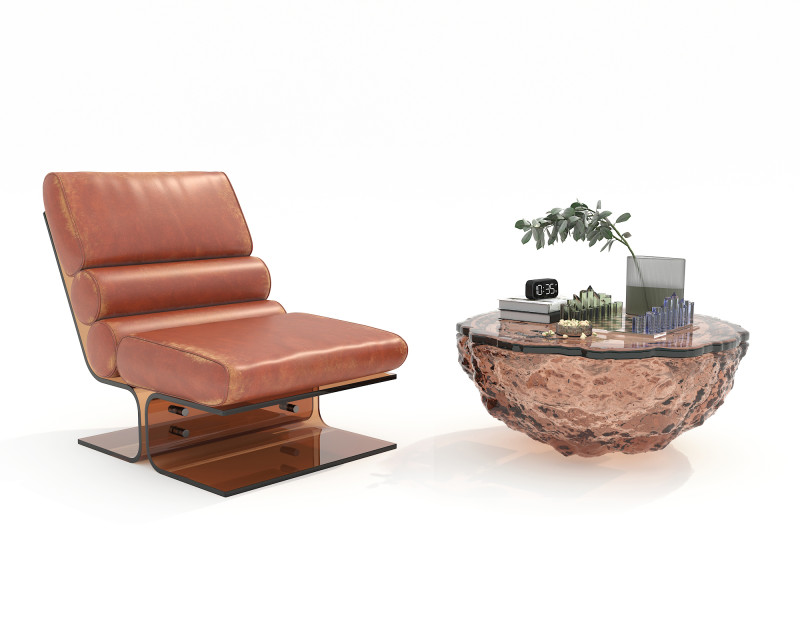 Modern Coffee Table and Armchair 56 3D 모델 .c4d .max .obj .3ds .fbx .stl .blend
