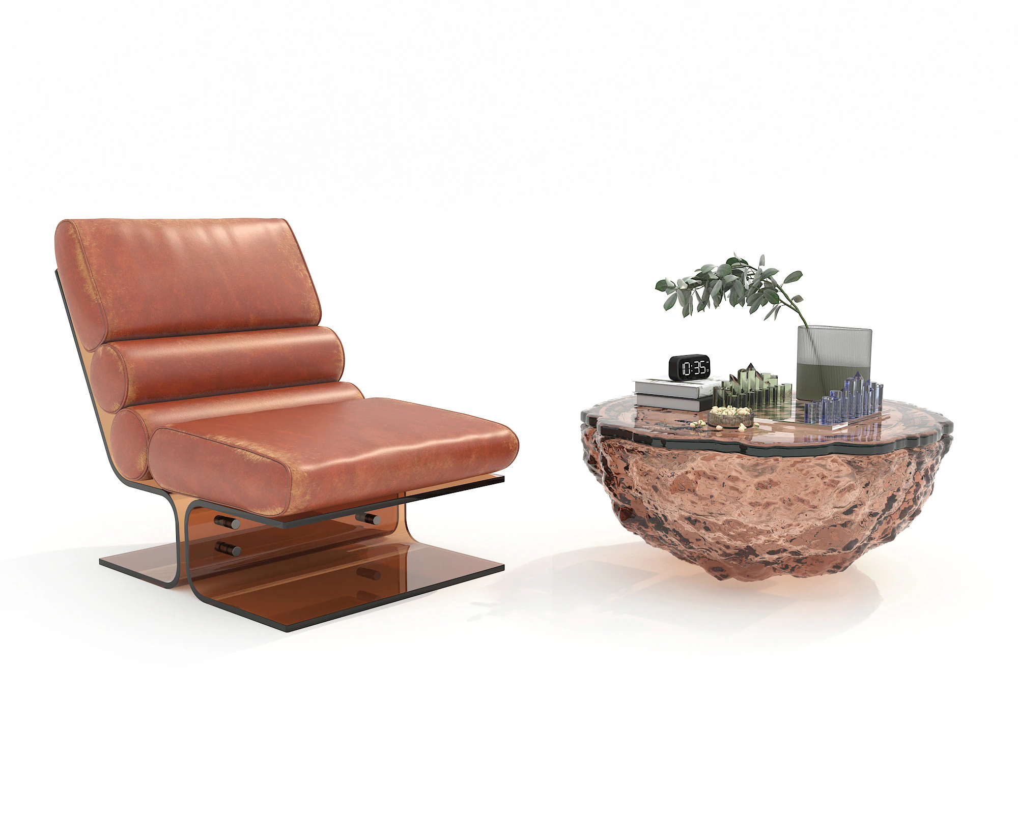 Mesa de centro e poltrona moderna 56 Modelo 3D .c4d .max .obj .3ds .fbx .stl .blend