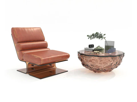 Mesa de centro e poltrona moderna 56 Modelo 3D