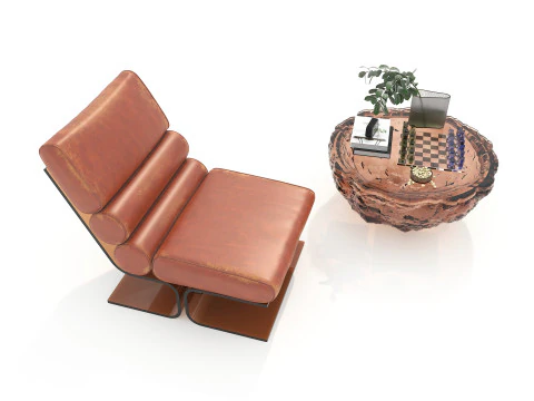 Mesa de centro e poltrona moderna 56 Modelo 3D