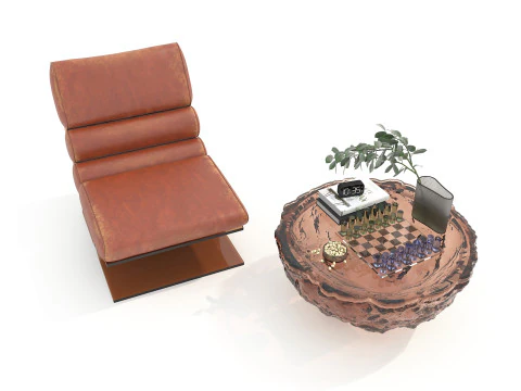 Mesa de centro e poltrona moderna 56 Modelo 3D